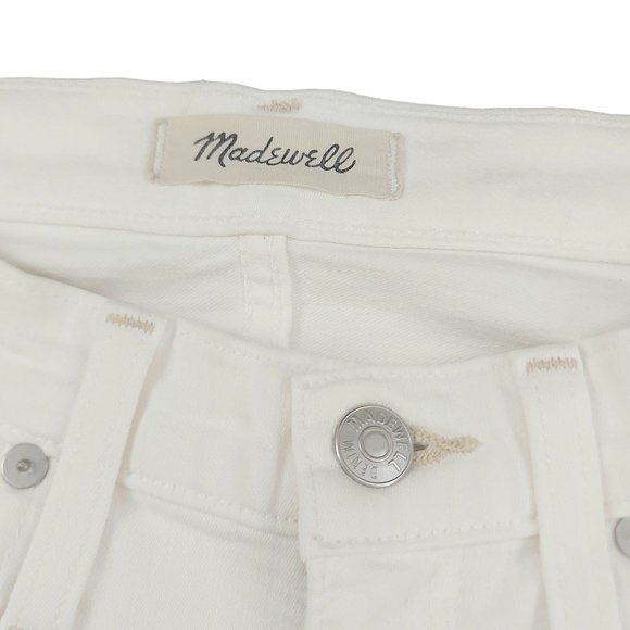 Madewell Jeans Womens 25 White Cali Demi-Boot Raw Hem Stretch Rodeo Cowgirl - Picture 9 of 11
